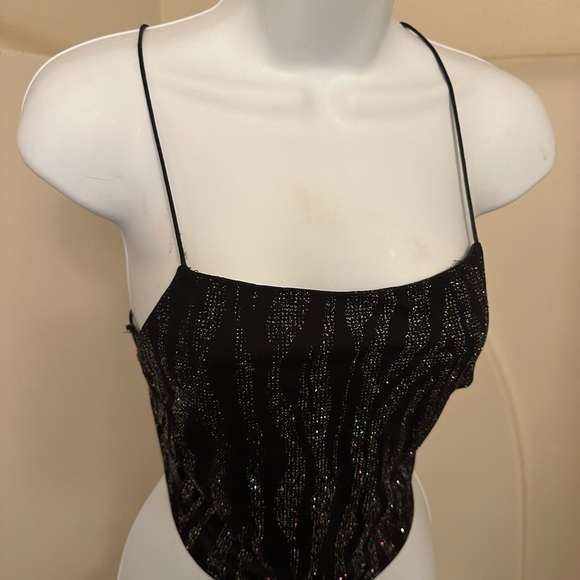 Vintage BACKLESS sparkly zebra print top - Picture 2 of 10